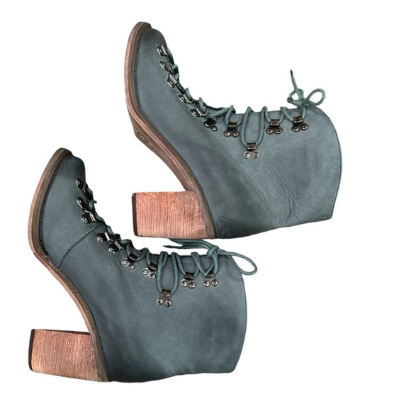 Jeffrey Campbell Ibiza Last Bradley Heeled Ankle Boot Dark Gray Green EUC Size 8 - Picture 7 of 10